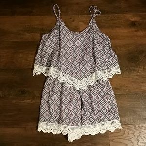NWT Francesca's | Blue Patterned Romper